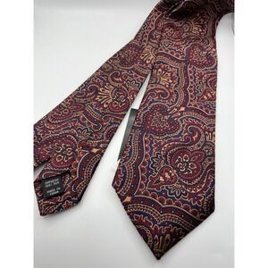 Jos A Bank Signature Collection Mens Silk Tie Paisley Burgundy Navy Gold NEW